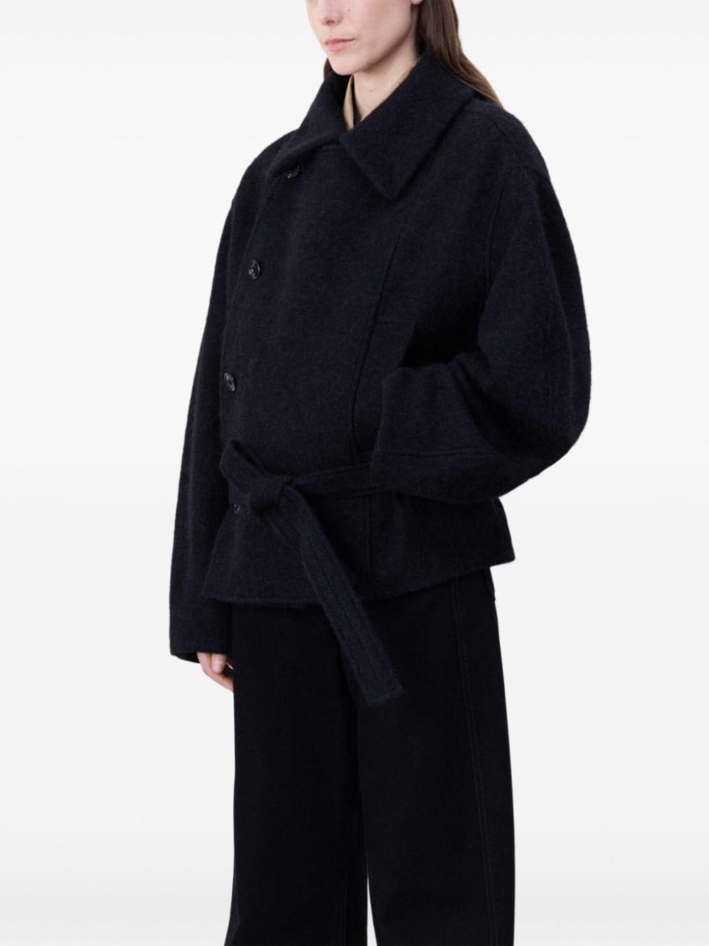 cropped asymmetrical belted coat  Product Image