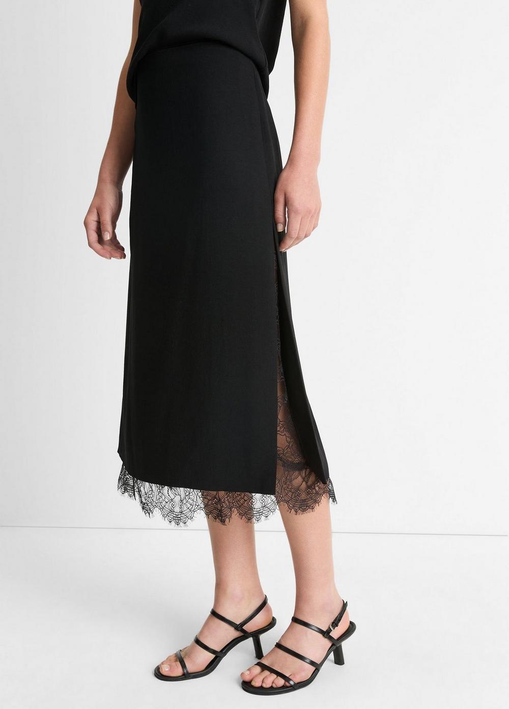 Lace-Paneled Straight Skirt Product Image