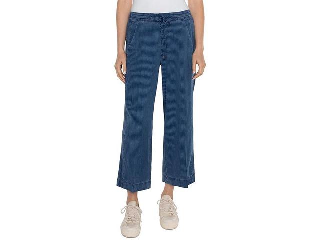 Liverpool Los Angeles Pull On Mid Rise Cullotte with Tie Front Waistband (Indigo Pinstripe) Women's Dress Pants Product Image