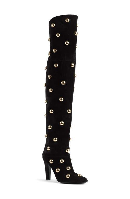 Eve Over-the-knee Studded Leather Boots In Black Product Image