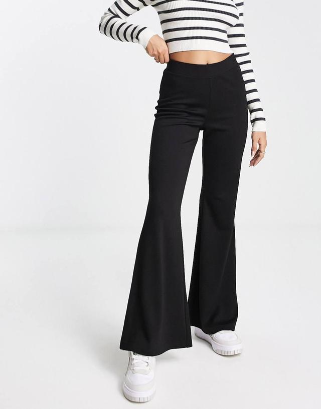 Monki jersey flared pants in black Product Image