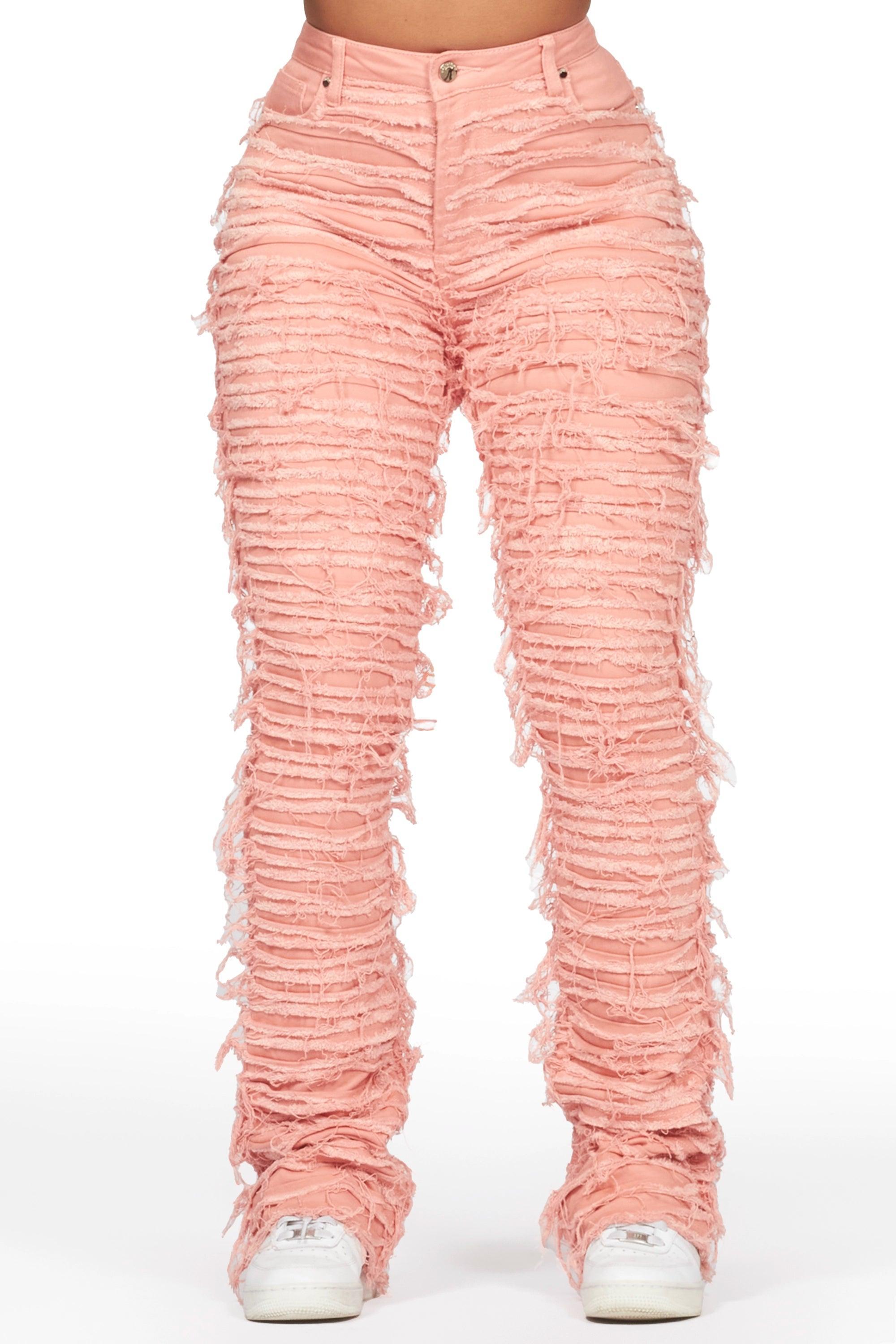 Melany Pink Stacked Flared Jean Female Product Image