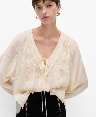 Mango Womens Bow Detail Lyocell Blouse Product Image