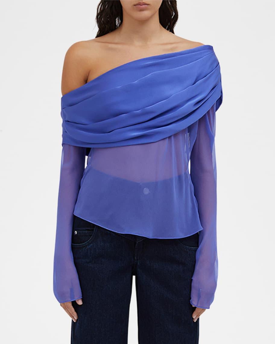 Silk Draped Off-The-Shoulder Top Product Image