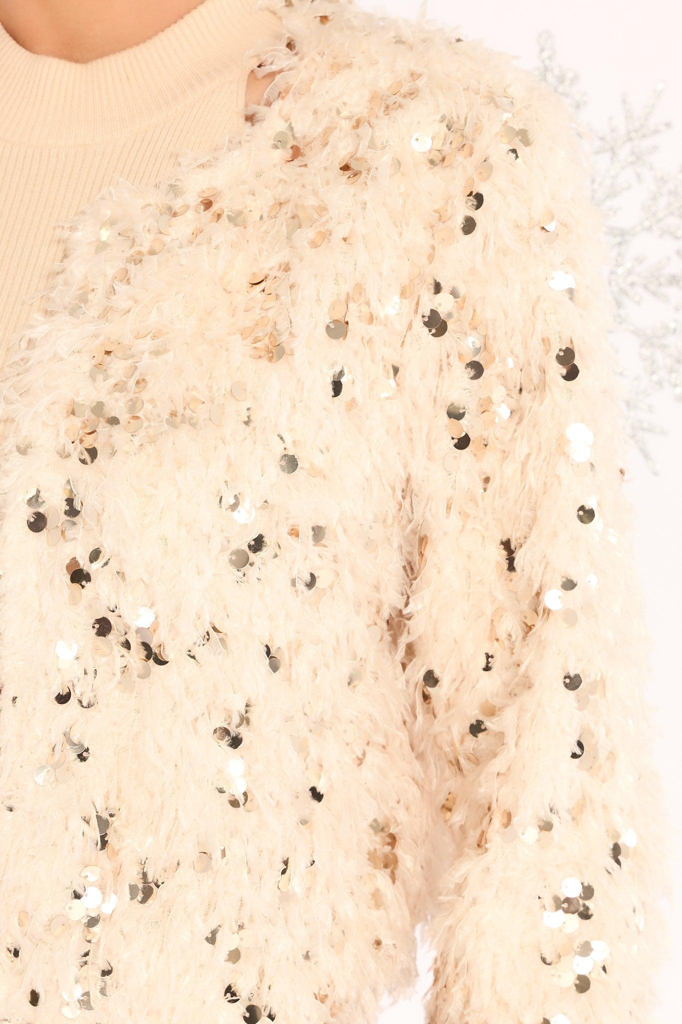 More My Thing Ivory Sequin Jacket Product Image