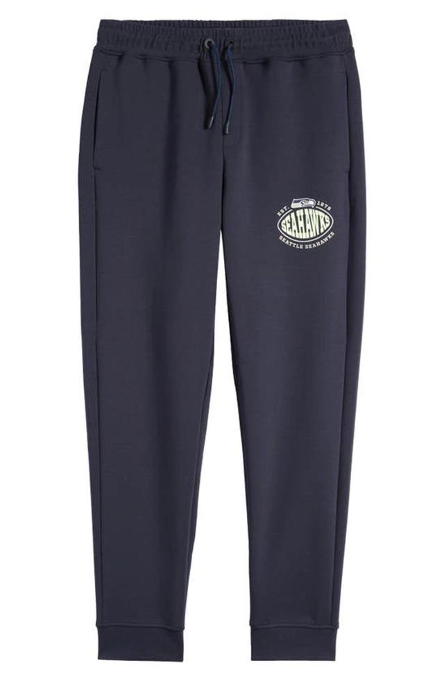 Boss X Nfl Cotton-blend Tracksuit Bottoms With Collaborative Branding In Seahawks Dark Blue Product Image