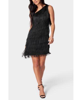 Marina Sleeveless One Shoulder Fringe Tier Dress Product Image