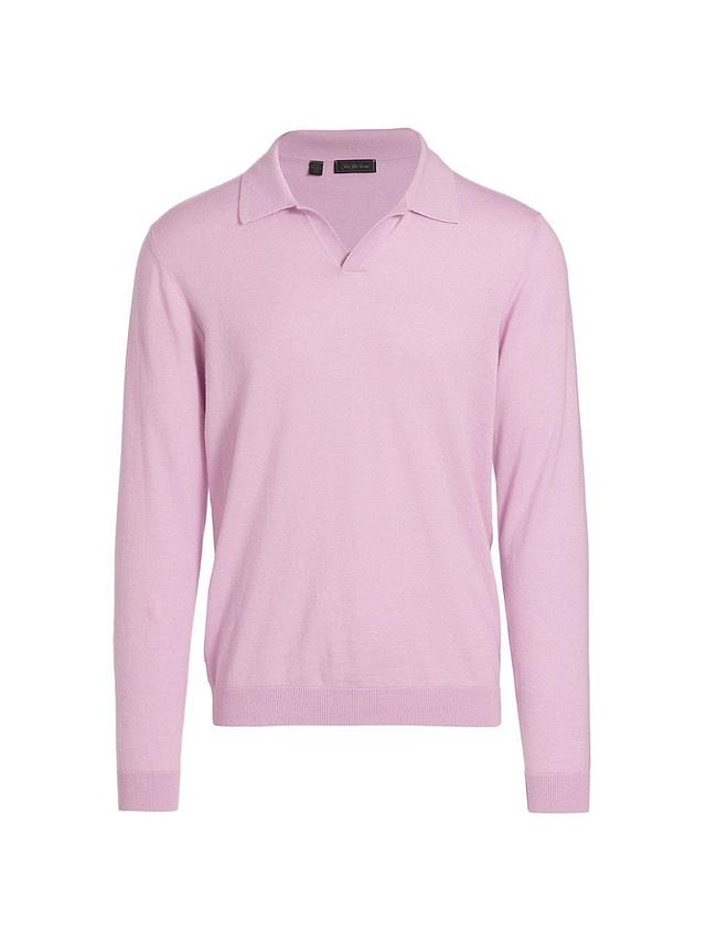 Mens COLLECTION Cotton-Blend Long-Sleeve Polo Shirt Product Image