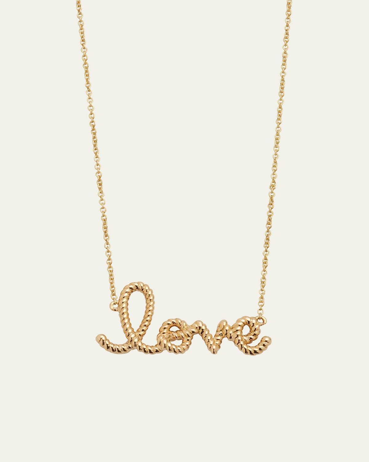 Womens Medium Love Script 14K Yellow Gold Rope Necklace Product Image