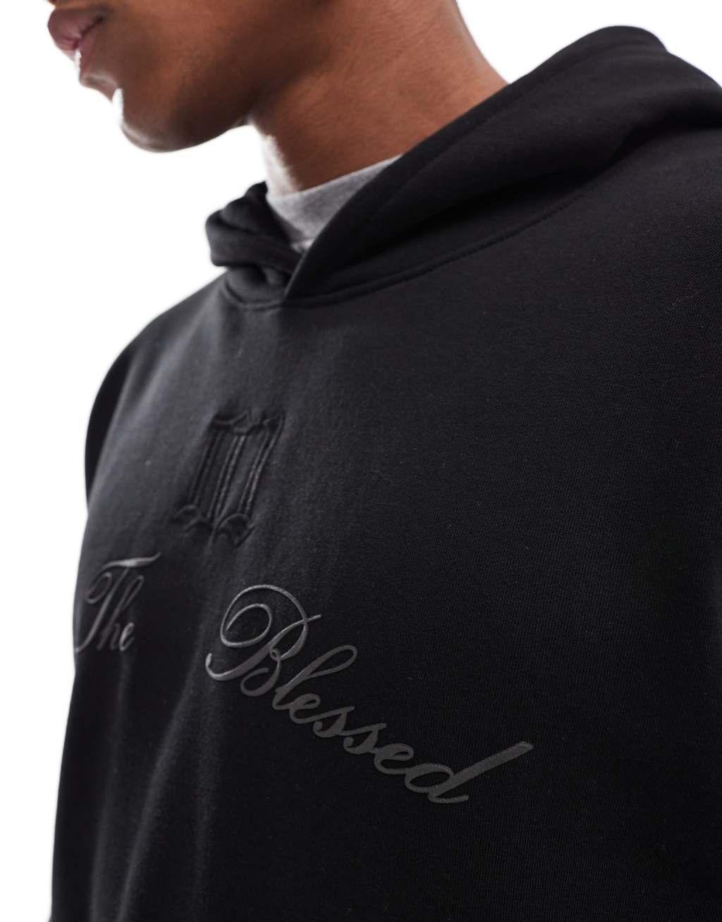 Liquor N Poker motif back hoodie in black Product Image