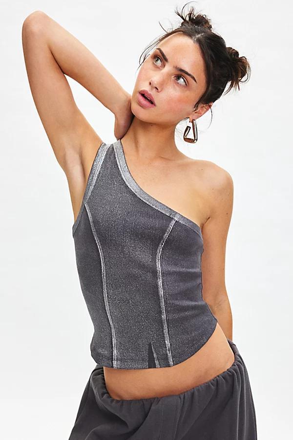 Silence + Noise Kesha Foil Ribbed Knit One Shoulder Top Womens at Urban Outfitters Product Image