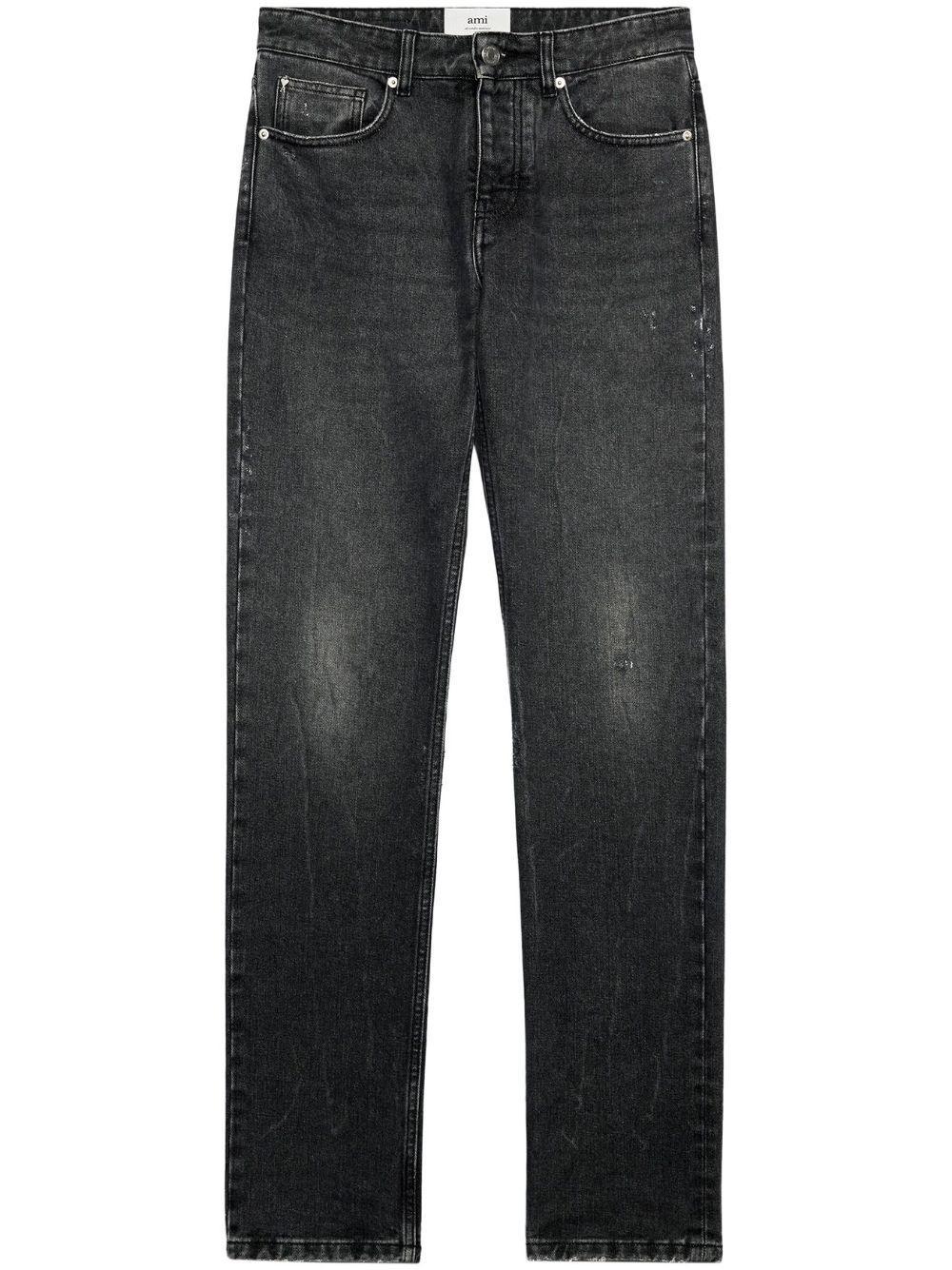 Logo-patch Straight-leg Jeans In Black Product Image