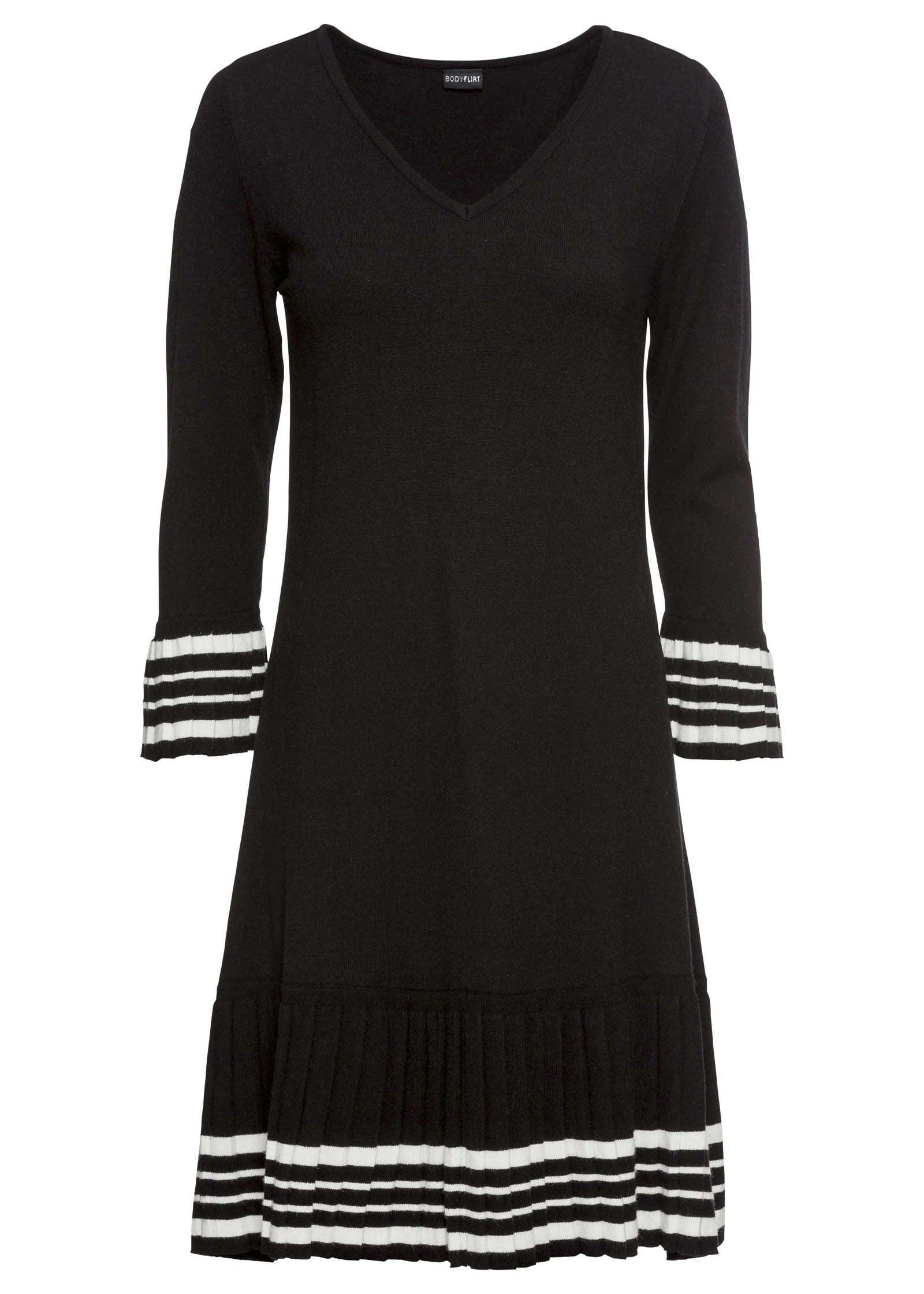 Stripe Sleeve Dress - Black & White Product Image