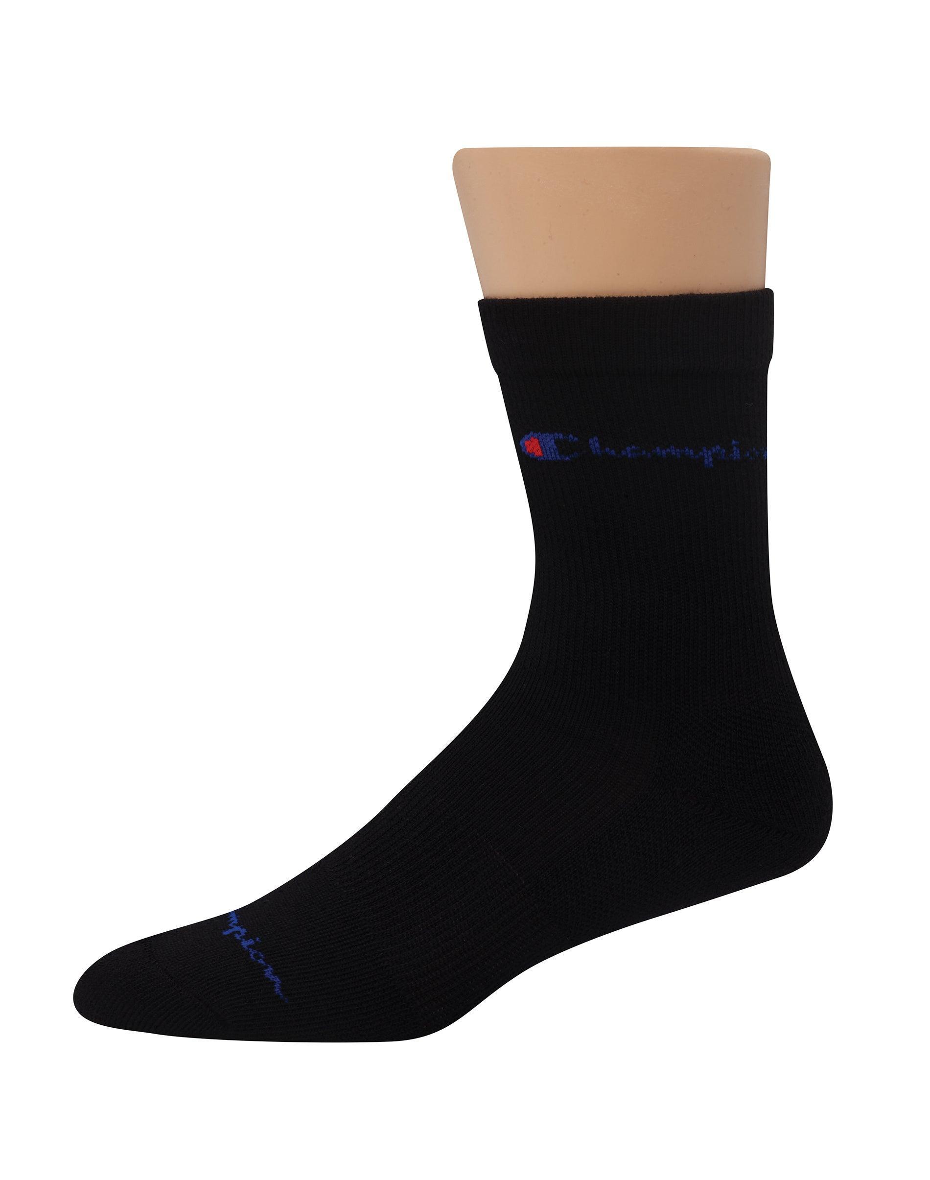 Champion Mens Compression Mid-Crew Socks, 3-pairs Black 6-12 Product Image