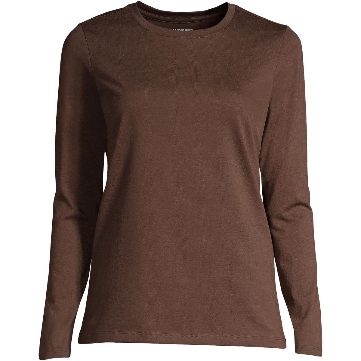 Petite Lands End Relaxed-Fit Supima Cotton Crewneck Tee, Womens Rich Brown Product Image