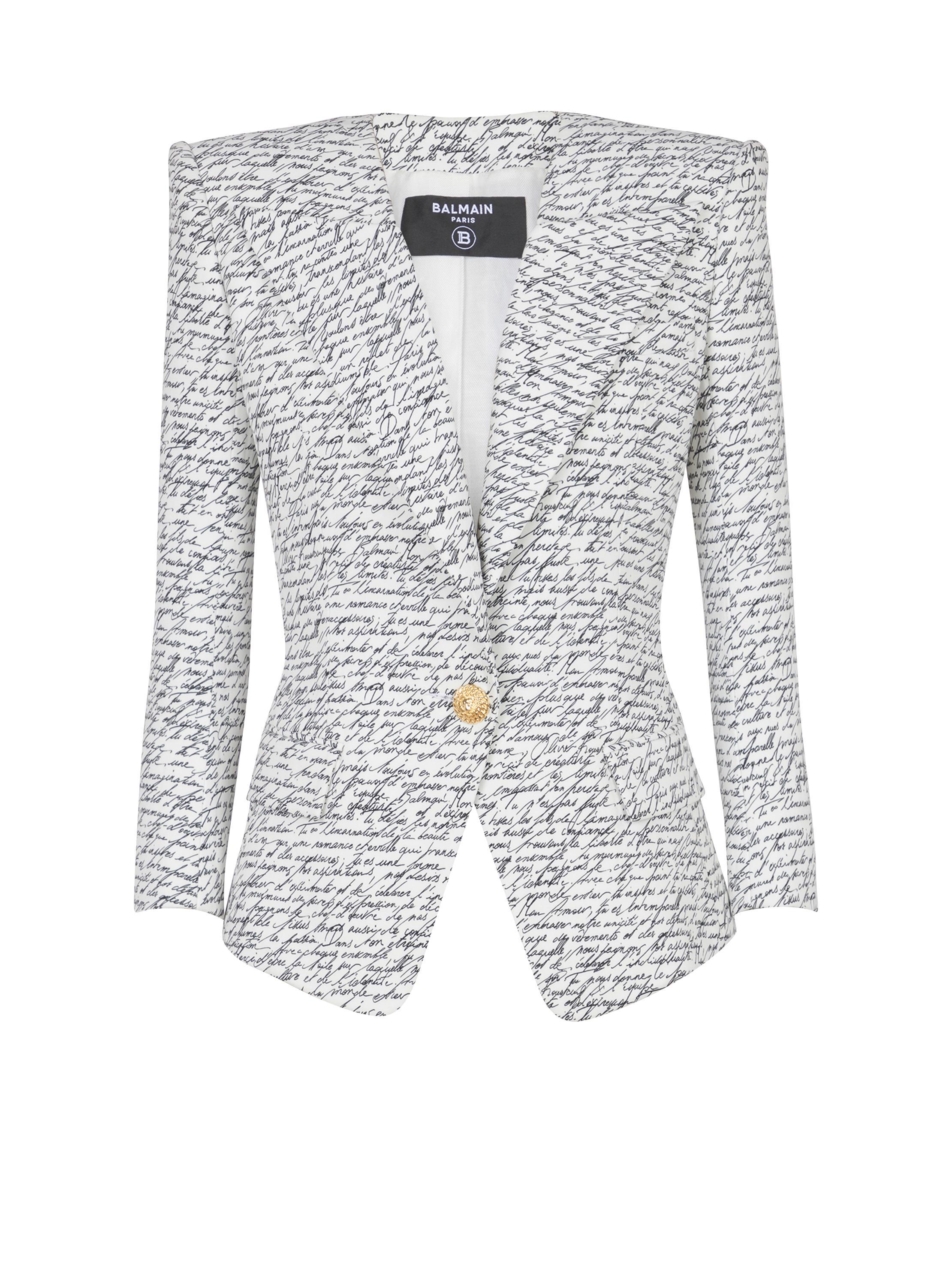 1-button jacket with "Love Letter" print Product Image