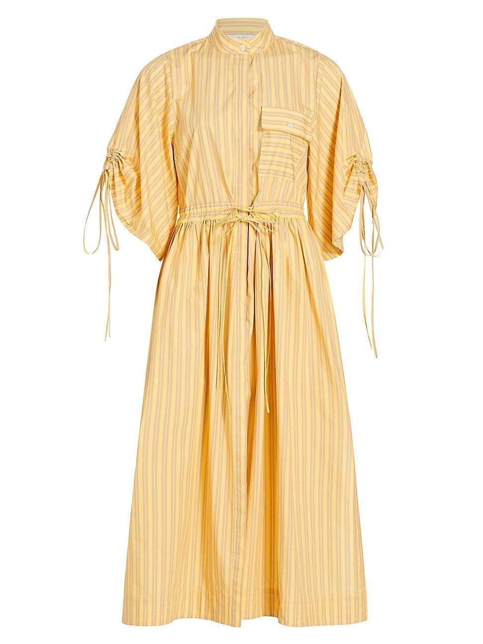 Womens Yana Stripe Linen Midi-Dress Product Image