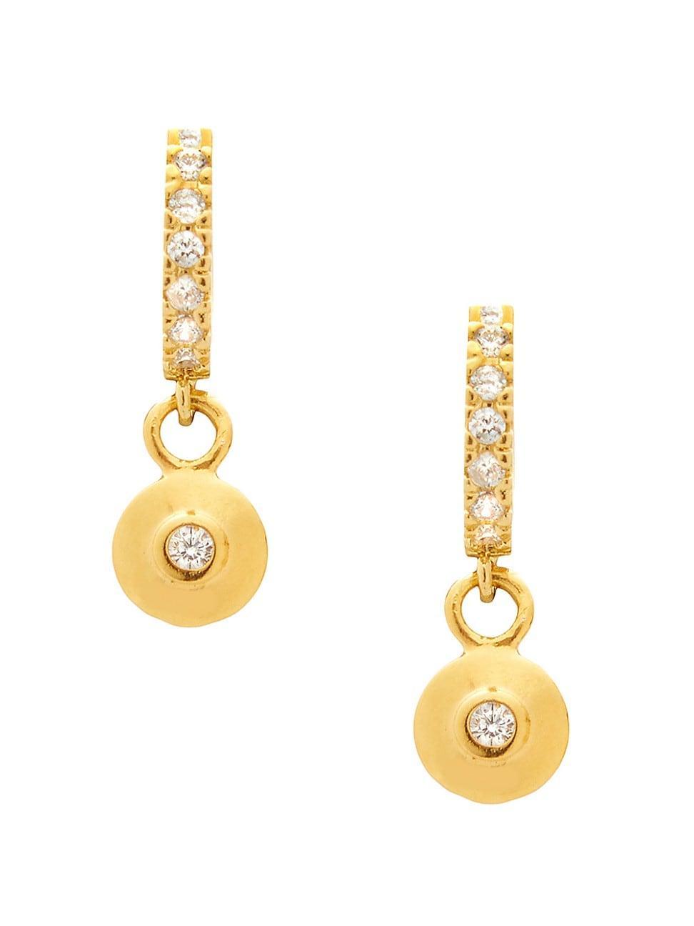 Womens Kaia 24K-Antique-Gold-Plated & Zircon Crystal Huggie Earrings Product Image