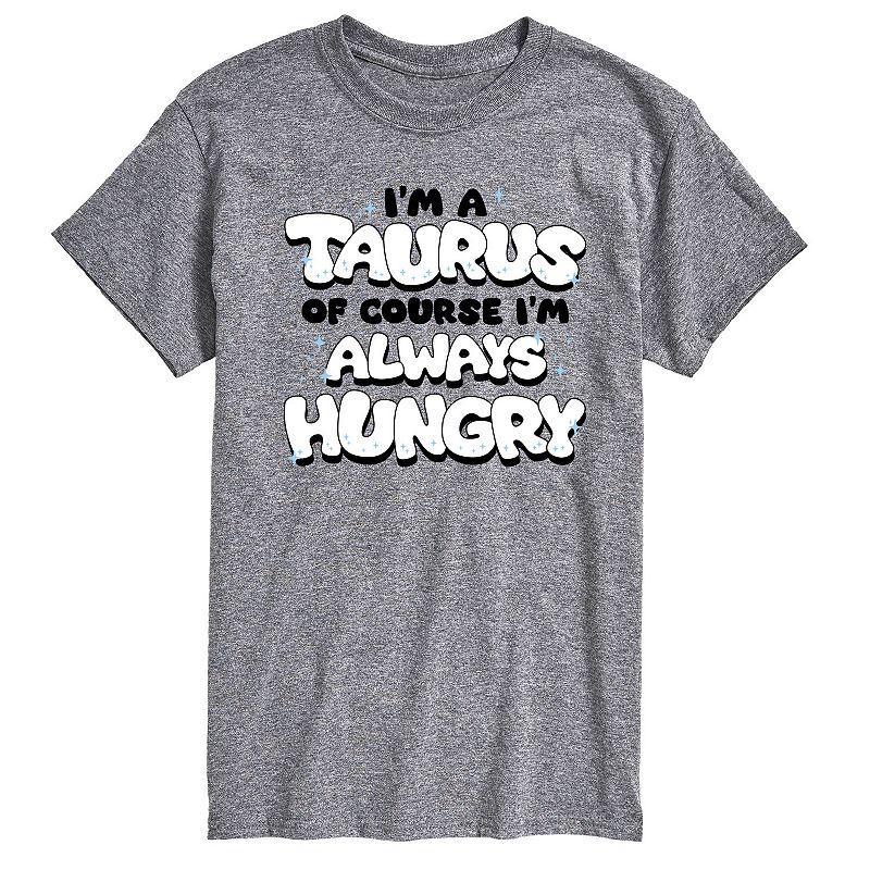 Mens Im A Taurus Always Hungry Graphic Tee Grey Gray Product Image