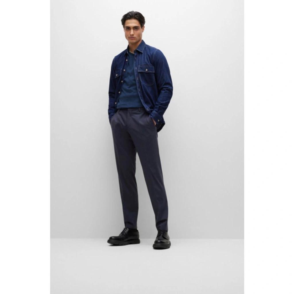 HUGO BOSS V-neck Slim-fit Sweater In Virgin Wool In Blue Product Image