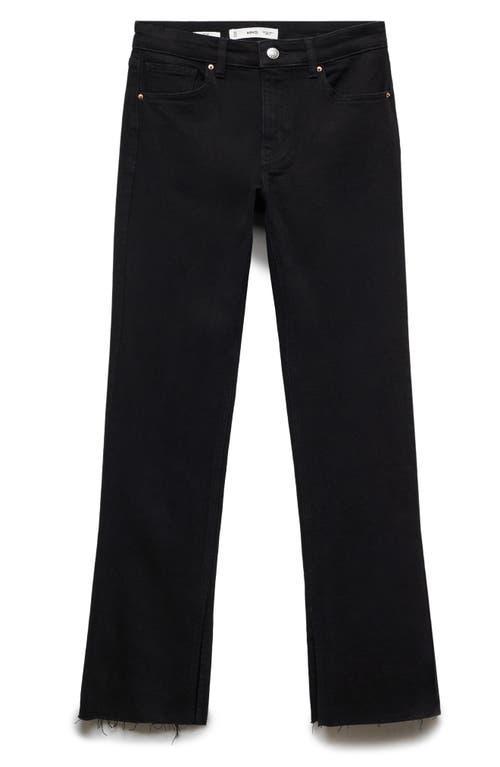 MANGO - Medium-rise straight jeans with slits black denimWomen Product Image