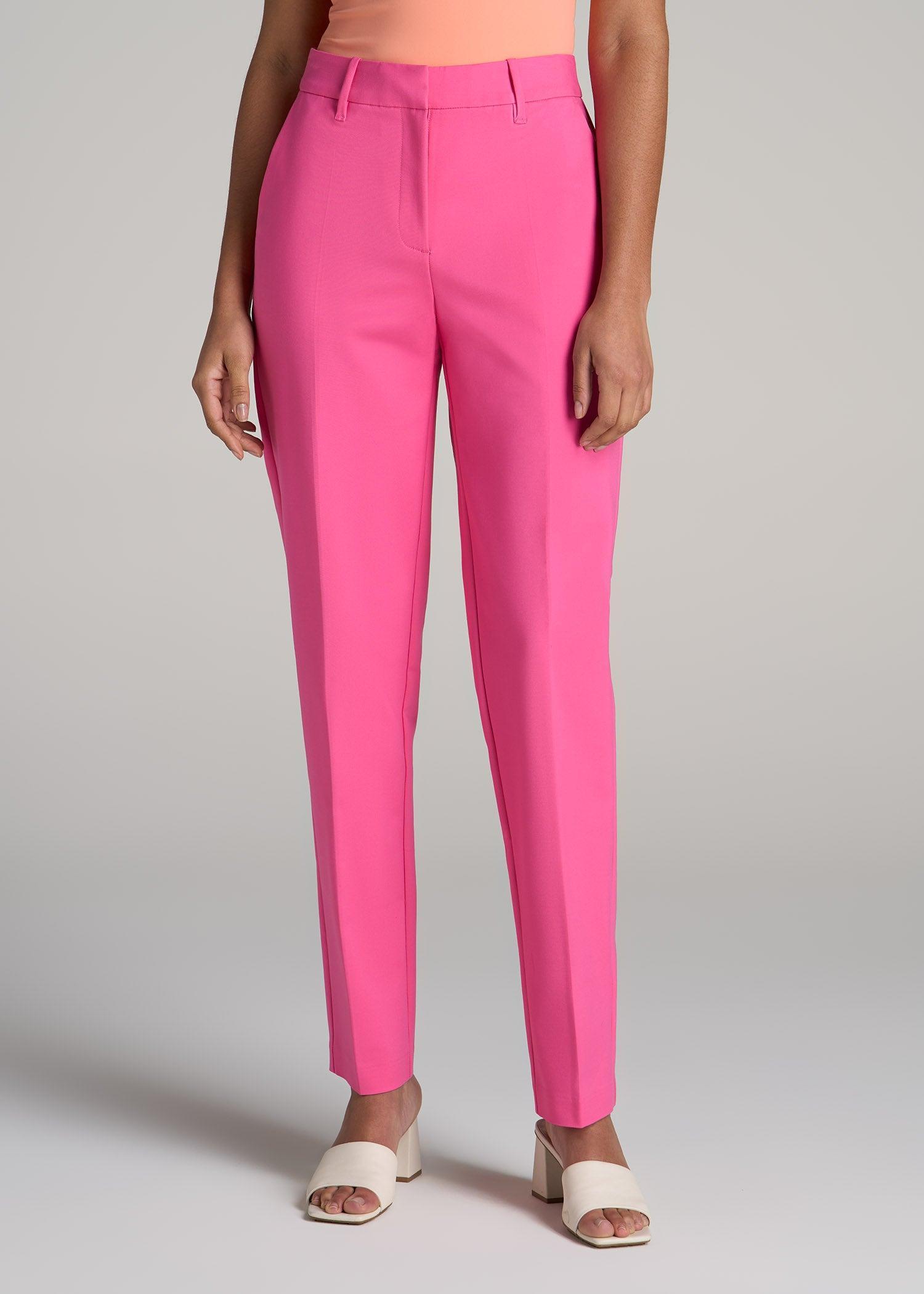 Flat Front Tapered Dress Pants for Tall Women in Cosmo Pink Product Image