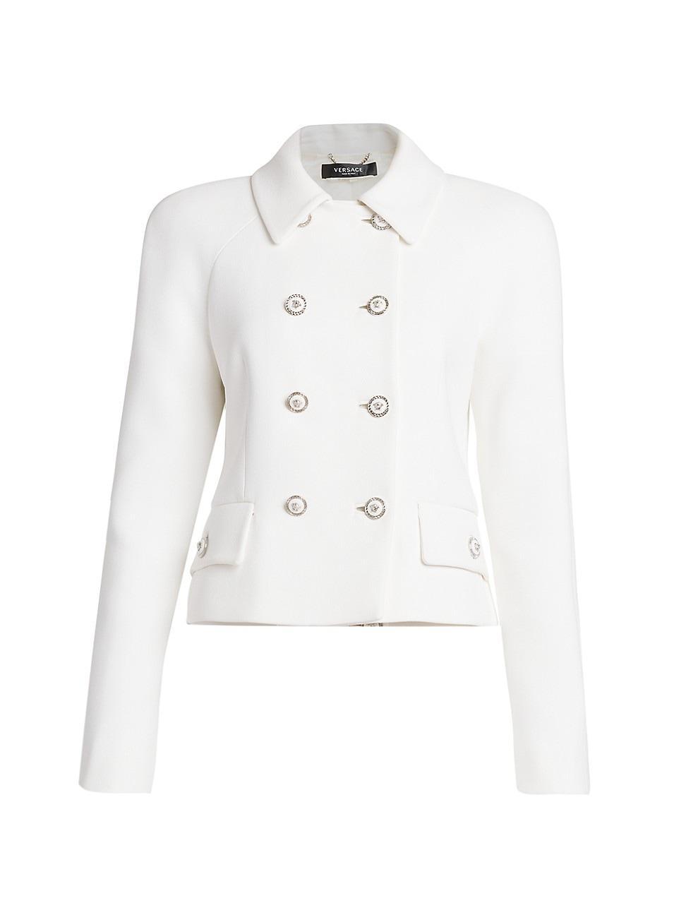 Womens Double-Breasted Stretch Crepe Jacket Product Image