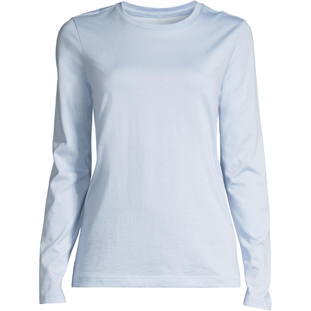 Womens Lands End Relaxed-Fit Supima Cotton Crewneck Tee Brt Blue Product Image