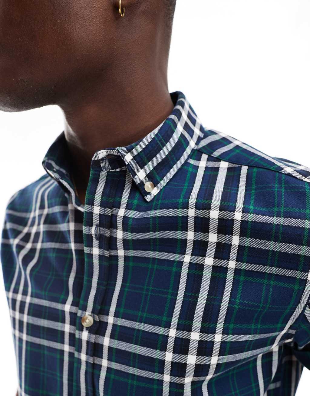 ASOS DESIGN slim shirt in navy check  Product Image