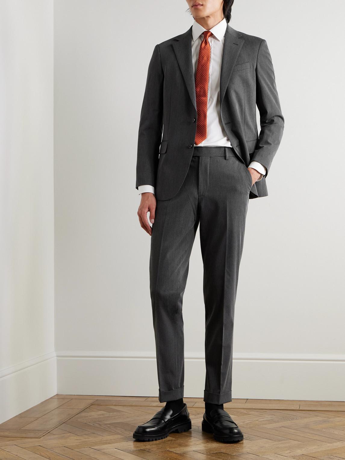 Chester Tapered Twill Suit Trousers In Light Grey Product Image