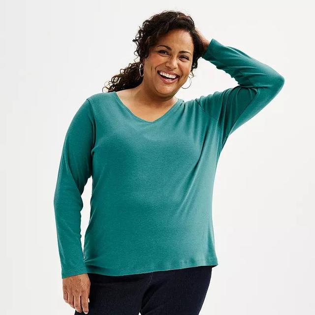 Plus Size Croft & Barrow Essential V-Neck Top, Womens Product Image