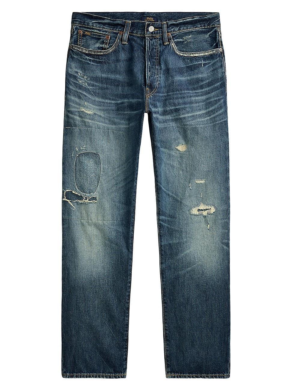 Mens Distressed Straight-Leg Jeans Product Image