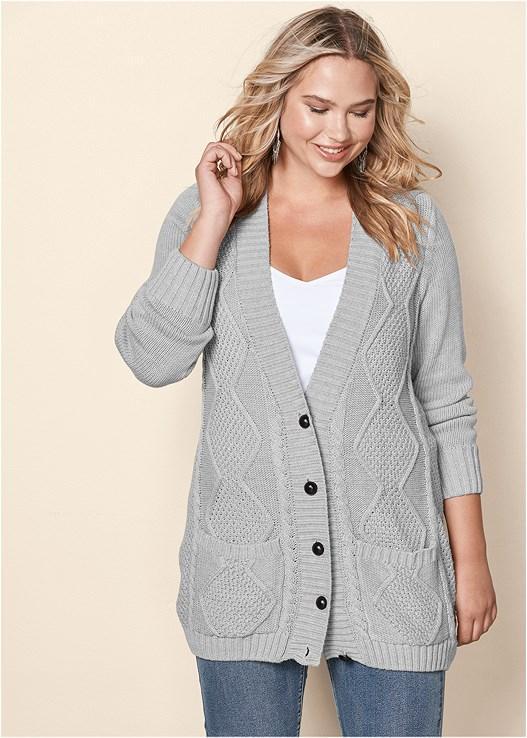 Button-Front Knit Cardigan Product Image