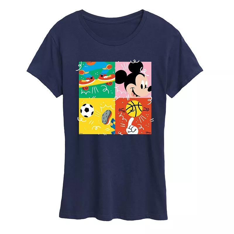 Disneys Mickey Mouse Womens Sports Grid Graphic Tee Blue Product Image