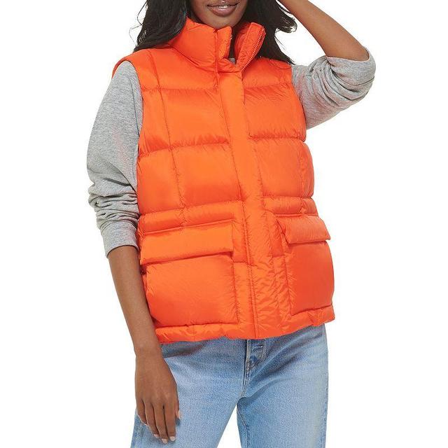 Womens Levis Box Quilted Puffer Vest Med Orange Product Image