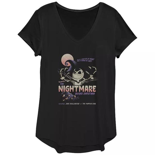 Disneys The Nightmare Before Christmas Juniors Jack As The Pumpkin King V-Neck Graphic Tee, Womens Product Image