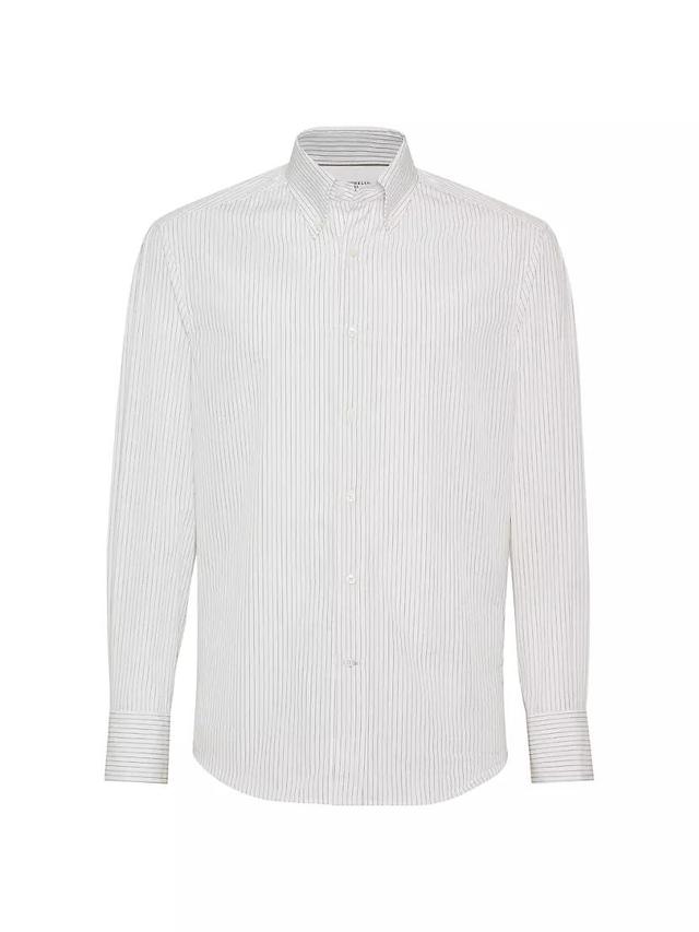 Pinstripe Slim Fit Shirt with Button Down Collar Product Image