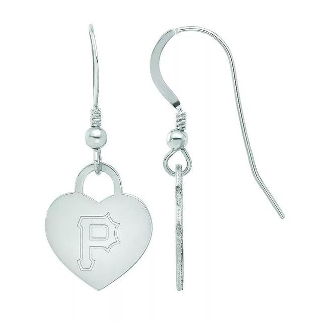 LogoArt Sterling Silver Pittsburgh Pirates Heart Dangle Earrings, Womens Product Image