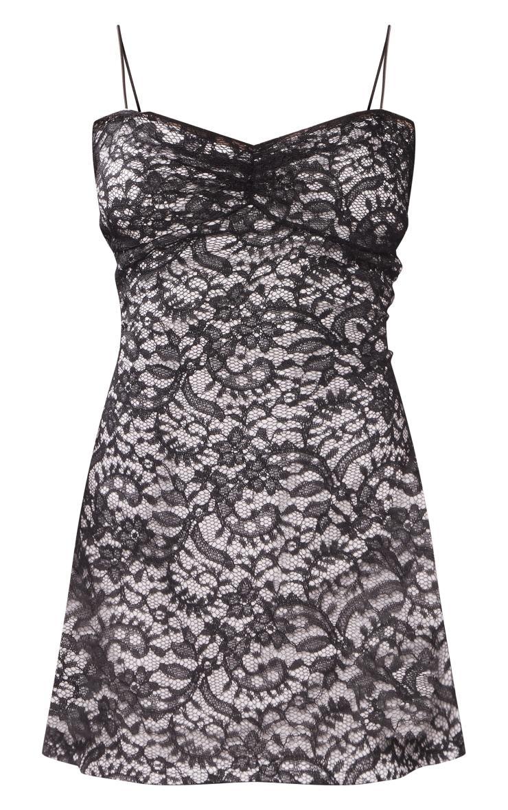 Petite Black Strappy Lace Mini Dress Product Image