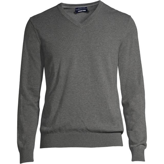 Lands End Mens Classic Fit Fine Gauge Supima Cotton V-neck Sweater Product Image