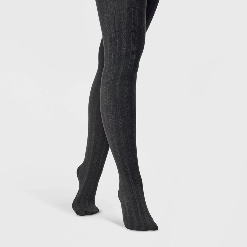 Womens Cable Fleece Lined Tights - A New Day Ivory M/L Product Image