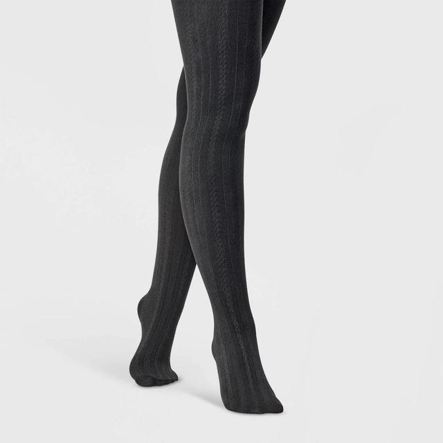 Womens Cable Fleece Lined Tights - A New Day Ivory S/M Product Image