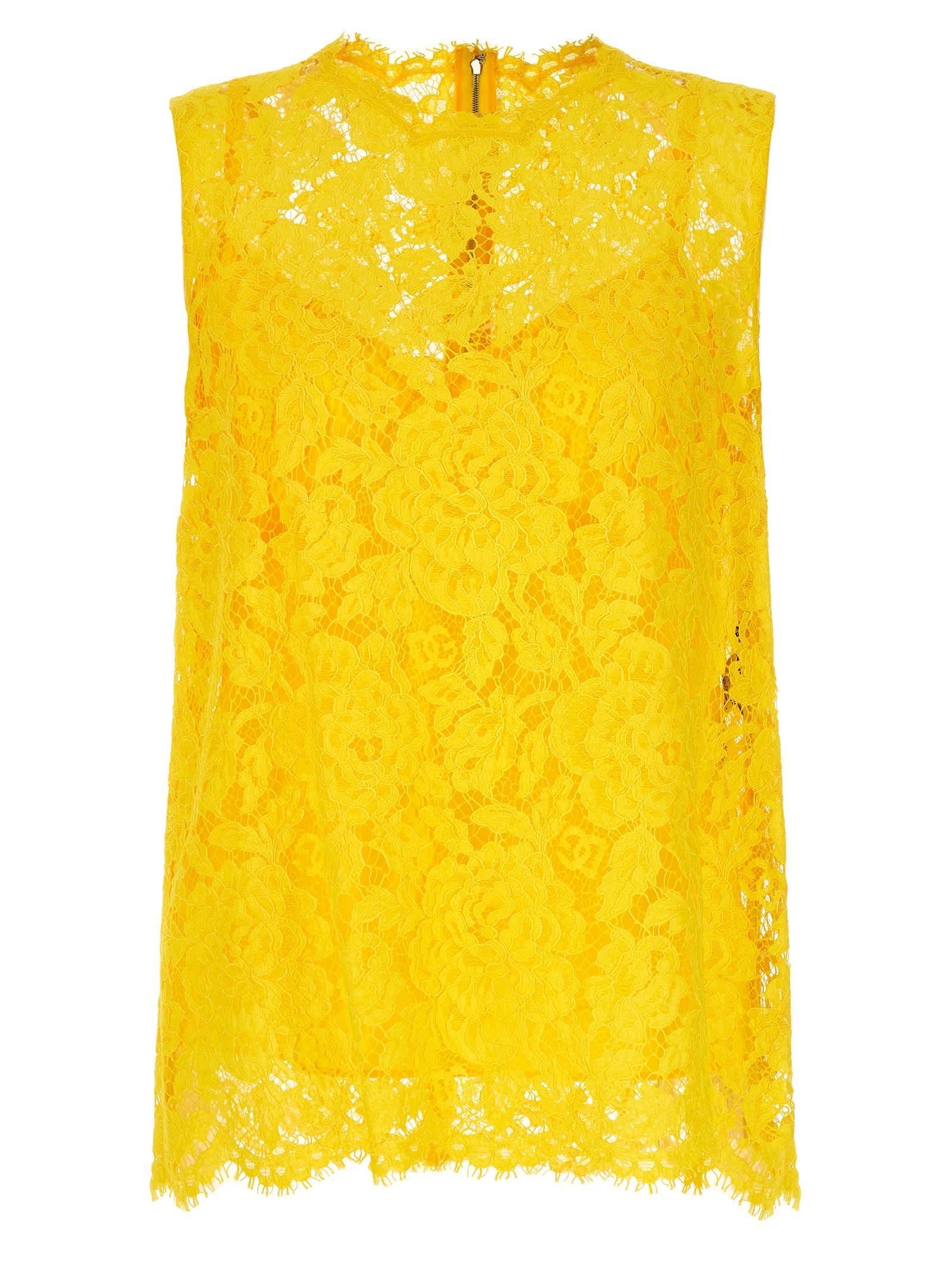 Branded Floral Cordonetto Lace Top In Yellow Product Image