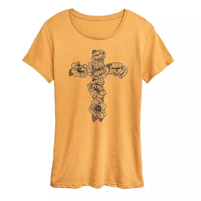 Womens Poppy Floral Cross Graphic Tee Product Image