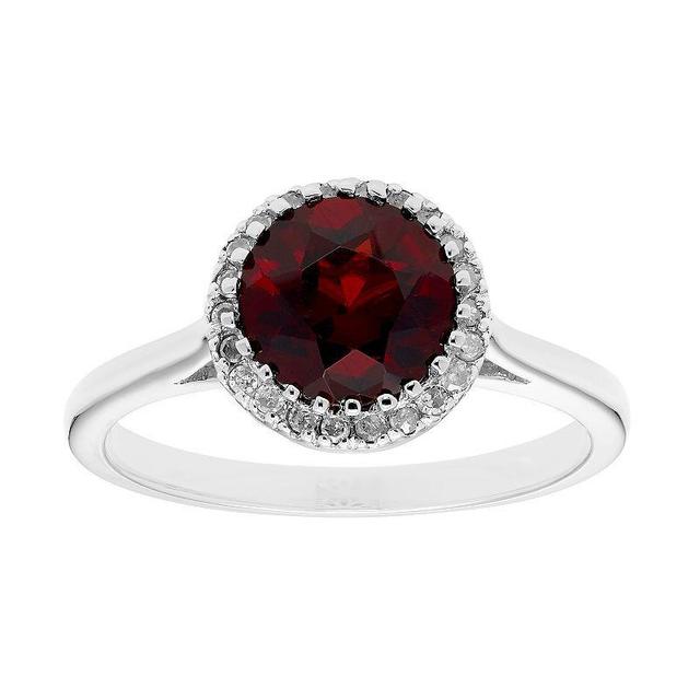 Garnet 10K Gold & 1/10 Carat T.W. Diamond Ring, Womens Pink Product Image