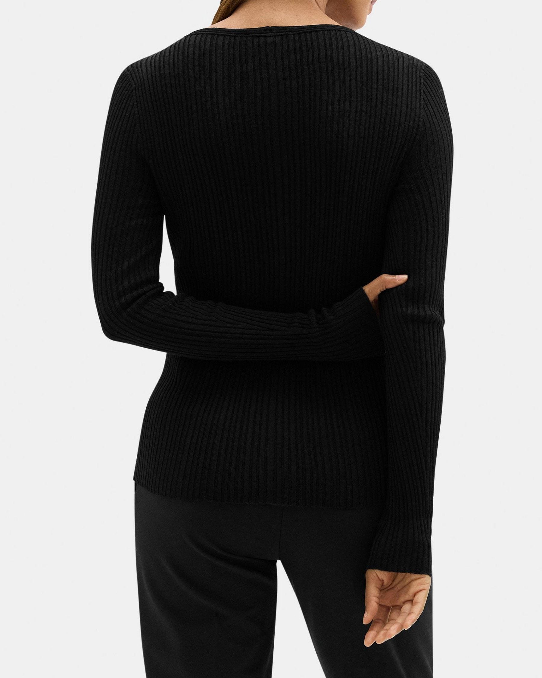 Slim V-Neck Sweater in Wool-Viscose Crepe Product Image