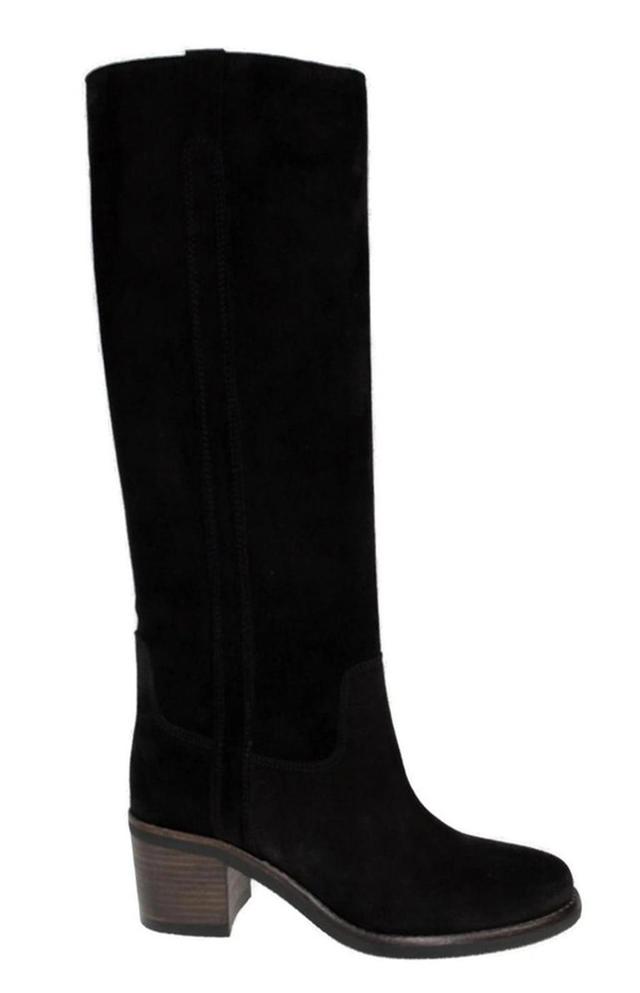 55mm Knee-high Suede Boots In Black Product Image