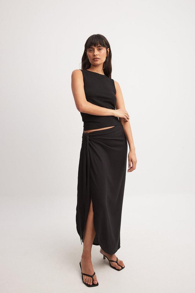 Linen Blend Tie Midi Skirt Product Image