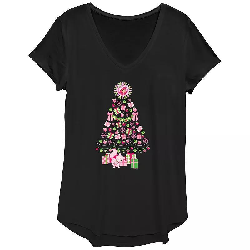 Womens Strawberry Shortcake Berry Christmas Tree Graphic Tee Product Image