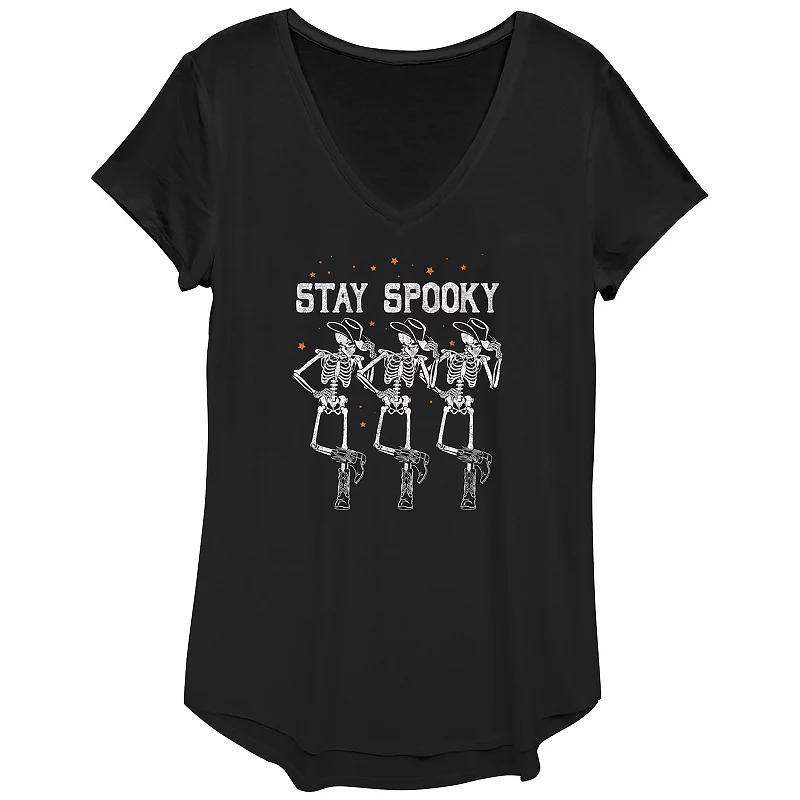 Juniors Stay Spooky V-Neck Graphic Tee, Womens Product Image